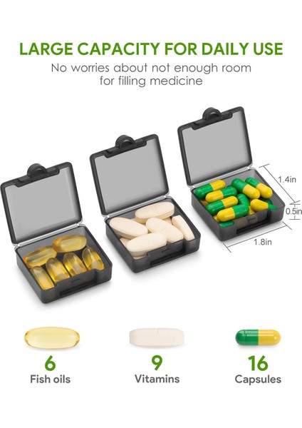 Küçük Cep Hap Kutusu (3 Paket), Çanta Seyahati Için Taşınabilir Günlük Tek Hap Kutusu Organizatörü, Haplar Için Bir Günlük Mini Hap Kabı Vitamin Balık Yağı Takviyeleri (Yurt Dışından)