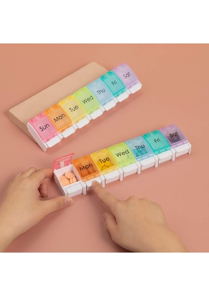 Yaylı Açık Tasarımlı 2 Paket Taşınabilir Günlük Hap Organizatörü, Hap Kutusu / Hap Tutucu / Hap Dağıtıcı / Vitaminleri Tutmak Için Ilaç Organizatörü, Morina Karaciğeri Yağı, Takviyeler (Yurt Dışından)