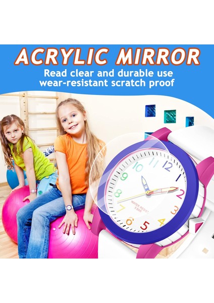 Erkek Kız Çocuk Gençler Için Çocuk Analog Saat, 5-18 Yaş, Öğrenme Süresi ve Okunması Kolay, Yumuşak Bantlı Minimalist Renk Eşleştirme Bilek Saati, 5ATM Su Geçirmez (Yurt Dışından)