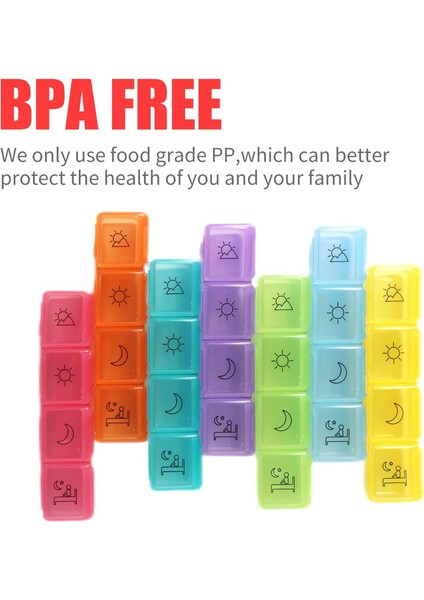 Haftalık Hap Dağıtıcısı ve Hatırlatıcı, Taşınabilir Seyahat Hapı Organizatörü, Çıkarılabilir Hap Kutusu, Taşıması Kolay Hap Kutusu, Vitamin/hap/balık Yağı Için (Günde 4 Defa) (Yurt Dışından)