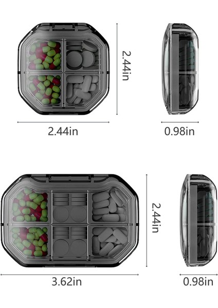 2 Adet Küçük Hap Organizatörü Taşınabilir Seyahat Hap Kutusu Mini Vitamin Hap Kutusu Sevimli Günlük 4 ve 6 Bölmeli Çanta ve Cep Için Hap Kabı Minik Şeffaf Ilaç Hap Tutucu (Gri) (Yurt Dışından)
