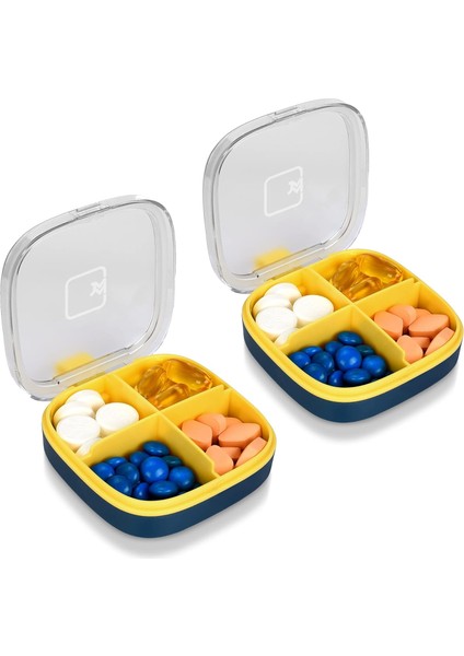 Hap Organizatörü Küçük Hap Kutusu, Çanta Için Seyahat Hapı Tutucusu, 4/6 Bölmeli Vitamin Için Suya Dayanıklı Hap Kutusu, Morina Karaciğeri Yağı, Takviye (2 Adet Mavi 4) (Yurt Dışından)