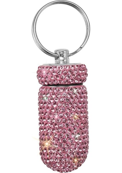 Taşınabilir Hap Kutusu Hap Konteyner Su Geçirmez Hap Tutucu Anahtarlık ile Bling Hap Kutusu Açık Kamp Seyahat Için Ilaç Dağıtıcı Şişe Depolama (Pembe) (Yurt Dışından)
