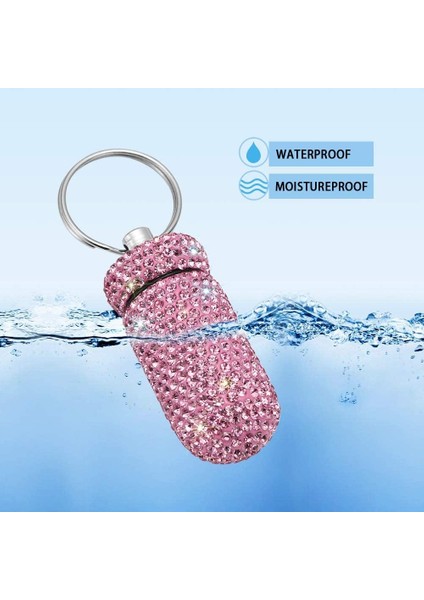 Taşınabilir Hap Kutusu Hap Konteyner Su Geçirmez Hap Tutucu Anahtarlık ile Bling Hap Kutusu Açık Kamp Seyahat Için Ilaç Dağıtıcı Şişe Depolama (Pembe) (Yurt Dışından)