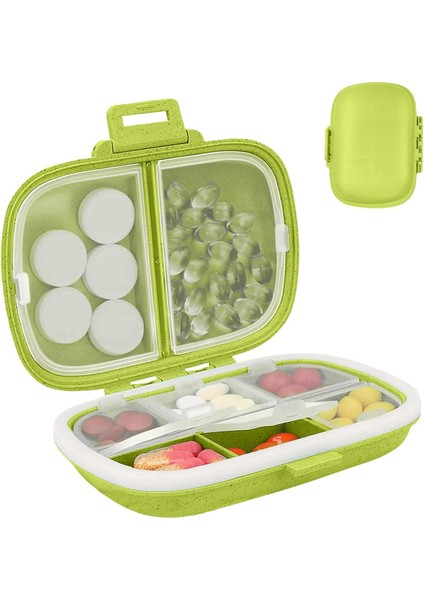 Seyahat Hap Organizatörü, Taşınabilir Küçük Sevimli Hap Kutusu, 8 Bölmeli Küçük Hap Kutusu Vitamin Için Günlük Hap Organizatörü, Takviyeler Depolama (Yeşil) (Yurt Dışından)