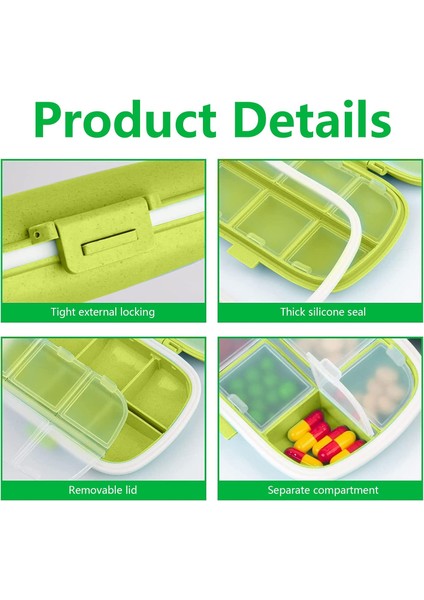 Seyahat Hap Organizatörü, Taşınabilir Küçük Sevimli Hap Kutusu, 8 Bölmeli Küçük Hap Kutusu Vitamin Için Günlük Hap Organizatörü, Takviyeler Depolama (Yeşil) (Yurt Dışından) fırsatları