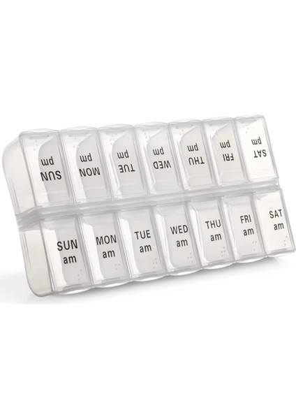 Günlük Haftalık Hap Kutusu, Günde 2 Kez Büyük Am Pm Hap Kutusu, Günde Iki Kez Gündüz Gece Hap Kutusu, Vitamin Için Günlük Ilaç Düzenleyici, Hap Kabı Tutucu (Beyaz) (Yurt Dışından)