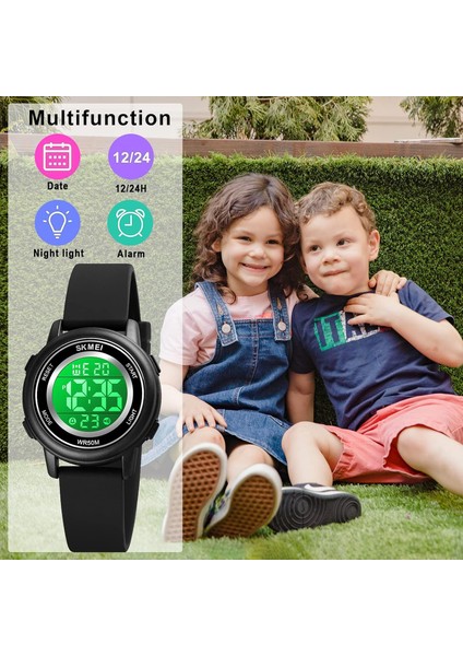 Çocuk Izle, Kız Erkek Çocuklar Için Dijital Spor Saatler, Işıklı Alarm Kronometre Çocuk Kol Saati ile Su Geçirmez Dış Mekan LED Saatler (Yurt Dışından)