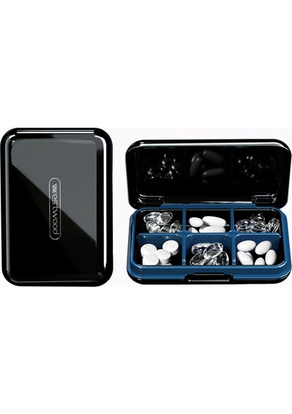 Seyahat Hap Organizatör Nem Su Geçirmez Küçük Hap Kutusu Cep Çanta Için 6 Bölme Taşınabilir Hap Kutusu Tıp Vitamin Tutucu Konteyner, Siyah (Yurt Dışından)