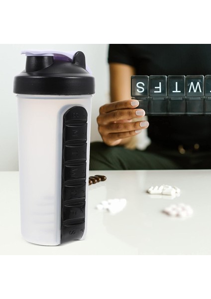 Su Şişesi ile 7 Günlük Hap Kutusu Organizatörü Haftalık Dağıtıcılar Hatırlatmalar Ilaç Tutucu Seyahat Ofisi Için Taşınabilir Takılı Hap Kutusu Şişesi Dış Mekan Siyah (Yurt Dışından) modelleri