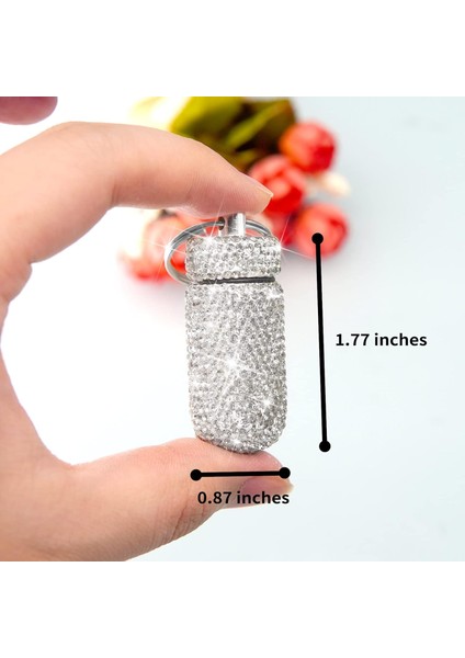Bling Hap Kutusu Hap Kabı Yapay Elmas Hap Kutusu Taşınabilir Su Geçirmez Cep Hap Tutucu Depolama Şişesi Seyahat, Açık Hava, Kamp Için Anahtarlık ile (Gümüş) (Yurt Dışından)