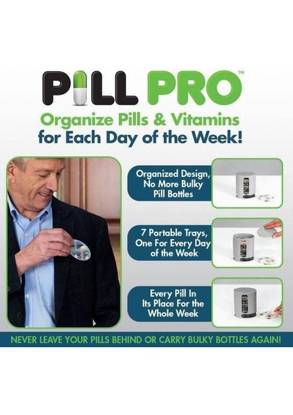 Pill Pro - Haftalık Hap Organizatörü, Haftalık Am Pm Hap Kutusu Günde 4 Kez, Büyük Kapasiteli 7 Günlük Hap Kutuları Vitamin Balık Yağı Takviyeleri (Yurt Dışından) fırsatları