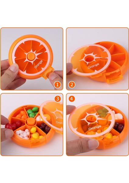 Yaratıcı Taşınabilir Mini 7 Gün Haftalık Dairesel Şekil Döner Sevimli Meyve Tarzı Hap Saklama Kutusu Kutusu (Turuncu) (Yurt Dışından) fırsatları