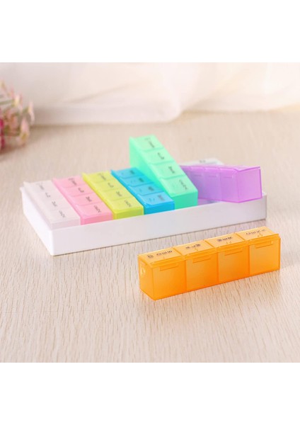 7 Günlük Hap Saklama Kutusu Konteyner Ilaç Kilit Kutusu, Kolay Basmalı Düğme Tasarımlı Haplar/vitamin/balık Yağı/takviyeler Için Hap Kutusu (GÖKKUŞAĞI)U2026 (Yurt Dışından) modelleri