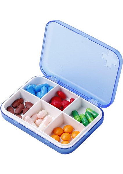 Hap Organizatörü - Taşınabilir Hap Kutusu Çanta Veya Cep Için Küçük Hap Kabı, Mükemmel Hap Saklama Kutusu (Mavi, 6 Bölmeli) (Yurt Dışından)