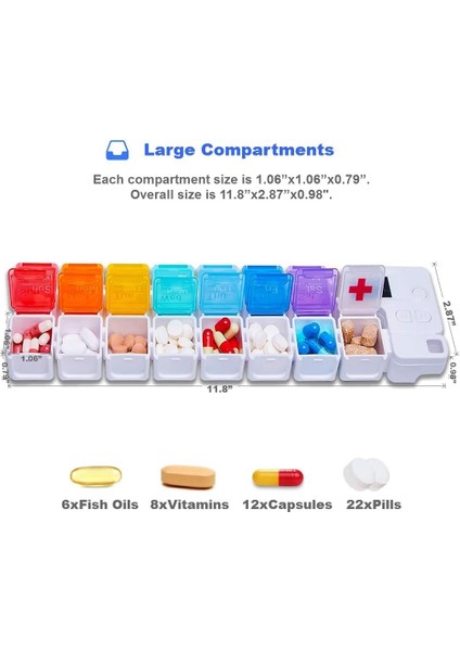 Gün Am Pm Hap Saklama Kutusu, Neme Dayanıklı Tasarım ve Vitaminler, Balık Yağı, Takviyeler Için Geniş Bölmeler, Haftalık Ilaç Kutusu/kutuları, Günlük Ilaç Dağıtıcısı (Alarmlı 14 Bölme) (Yurt Dışından) modelleri