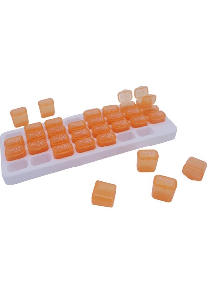 Aylık 31 Bölmeli Hap Organizatörü Günlük Ilaç Vitamin Tutucu Kabı (Turuncu) (Yurt Dışından)