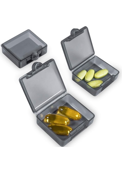 Küçük Hap Kutuları Organizatörler 3 Paket, Günlük Hap Kutusu Bir Günlük Mini Hap Kutusu Konteyneri Çanta Cebi Için Taşınabilir Küçük Hap Tutucu Kılıf (Koyu Gri) (Yurt Dışından)