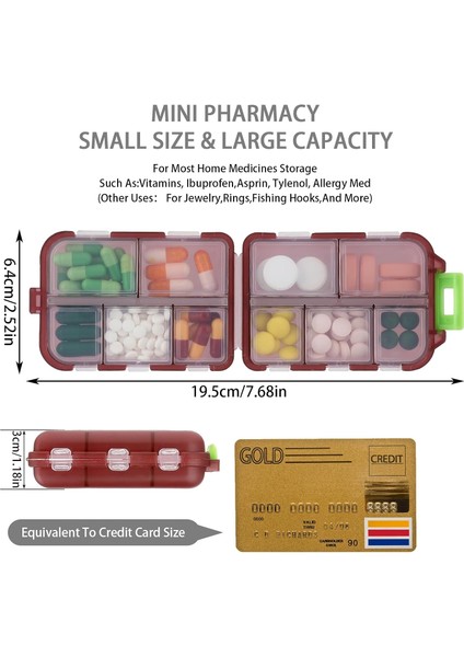 Seyahat Hap Kutusu Taşınabilir Küçük 10 Bölmeler Hap Organizatör Haftalık Kutu Ilaç Organizatör Konteyner Açık Seyahat Kamp Için Vitamin Konteyner Tutucu (Yurt Dışından)