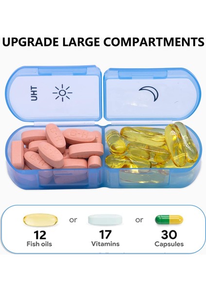 Ekstra Büyük Haftalık Hap Çantası, Günde 2 Kez Öğleden Sonra Hap Kutusu Vitaminler, Ilaçlar, Balık Yağı ve Takviyeleri Saklamak Için 7 Günlük Hap Kutusu Saklama (Siyah) (Yurt Dışından)