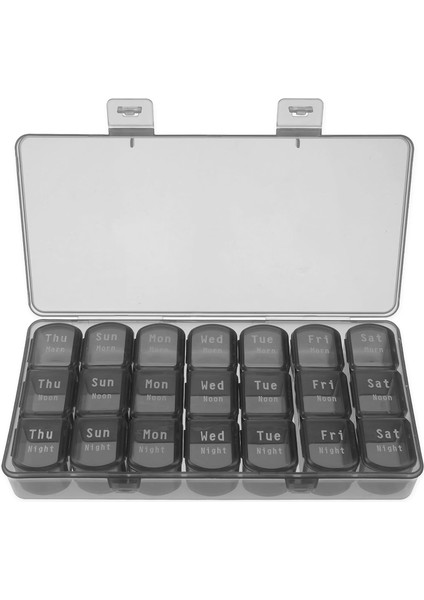 1 Pc Hap Saklama Kutusu Ilaç Kabı Günde 3 Defa Büyük Ilaç Dispenseri 21 Bireysel Bölme Günlük Haftalık Aylık Kasa Seyahat Paketi Tutucu Küçük Sıralayıcı Saklama Hap Kutusu (Siyah) (Yurt Dışından)