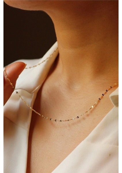 14 Ayar Altın Kalın Aynalı Forse Zincir Kolye modelleri