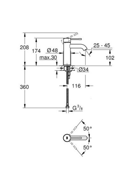 Essence Tek Kumandalı Lavabo Bataryası S-Boyut - 24172GL1