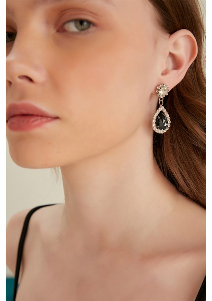 Kadın Radiante Siyah Model Zirkon Taşlı Gümüş Abiye Sallantılı Düğün Nişan Parti Balo Günlük Küpe modelleri