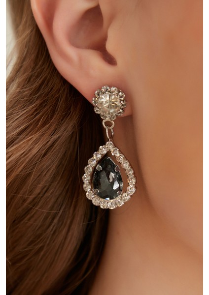 Kadın Radiante Siyah Model Zirkon Taşlı Gümüş Abiye Sallantılı Düğün Nişan Parti Balo Günlük Küpe indirimleri