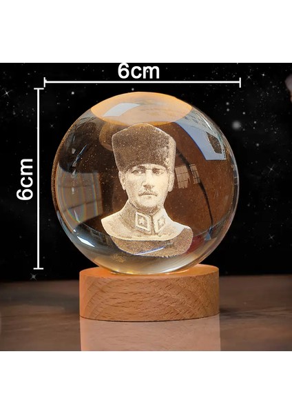 Cam Küre Işıklı Göz Yormayan Geyik Gezegen Motifli Masaüstü Aydınlatma Gece Lambası Dekoratif Çocuk Odası Salon Yatak Odası Lamba 6cm x 6cm Atatürk