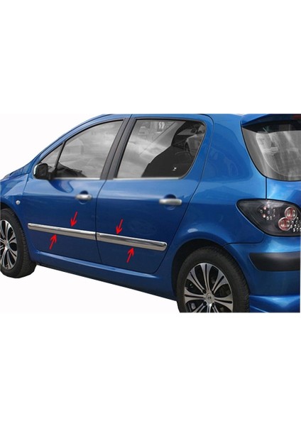 Peugeot 307 Hb 5d Yan Kapı Çıtası 4 Parça Paslanmaz Çelik 2001 > 2008