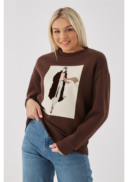 Baskılı Sweat Kahve fiyatları