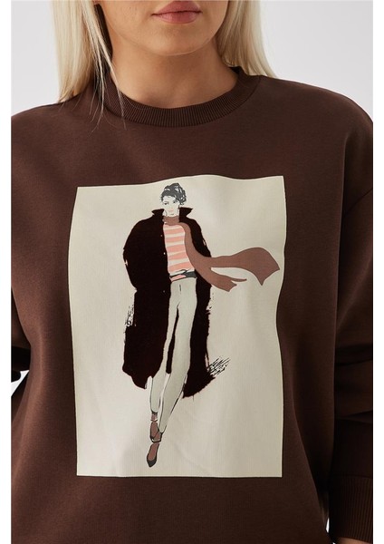 Baskılı Sweat Kahve indirimleri