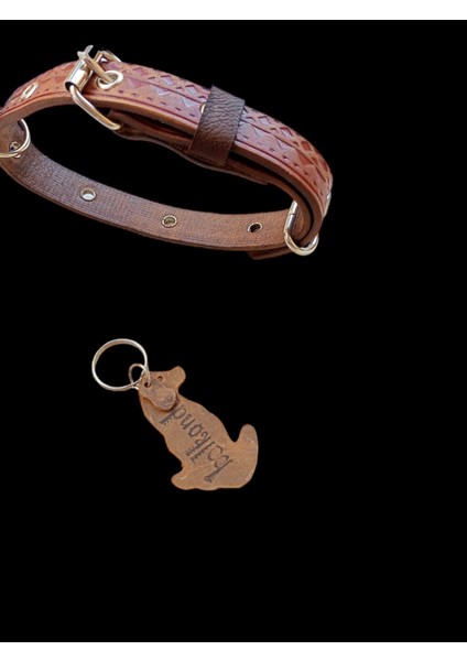 Köpek boyun tasması deri kahverengi kalınlık:4mm genişlik:2cm boyun ölçüsü:M.32-40cm ayarlamalı dog collar T1-6