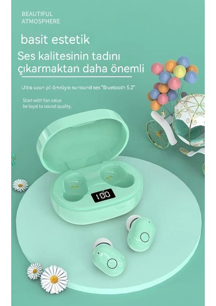 Makaron Dijital Ekran Kablosuz Ağır Bas Iki Kulaklı Bluetooth Kulaklık (Yurt Dışından)