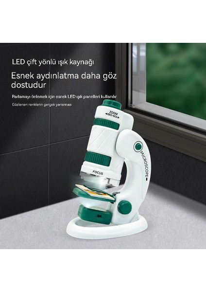 Taşınabilir Mikroskop 3'ü 1 Arada Set, Çift Işık Kaynaklı Deneysel Mikroskobik Slayt Numunesi Oyuncak (Yurt Dışından)