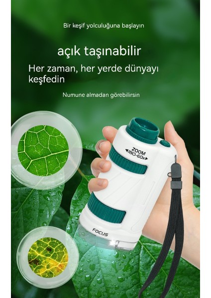 Taşınabilir Mikroskop 3'ü 1 Arada Set, Çift Işık Kaynaklı Deneysel Mikroskobik Slayt Numunesi Oyuncak (Yurt Dışından)