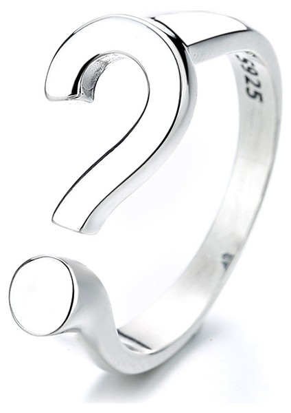 S925 Ayar Gümüş Yaratıcı Eğlenceli Yüzük, ? Stilize Basit Açık Yüzük (Yurt Dışından)