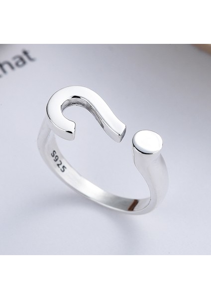 S925 Ayar Gümüş Yaratıcı Eğlenceli Yüzük, ? Stilize Basit Açık Yüzük (Yurt Dışından) fiyatları