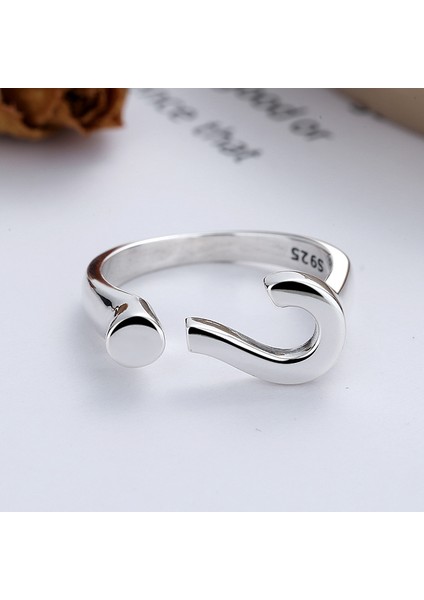 S925 Ayar Gümüş Yaratıcı Eğlenceli Yüzük, ? Stilize Basit Açık Yüzük (Yurt Dışından) modelleri