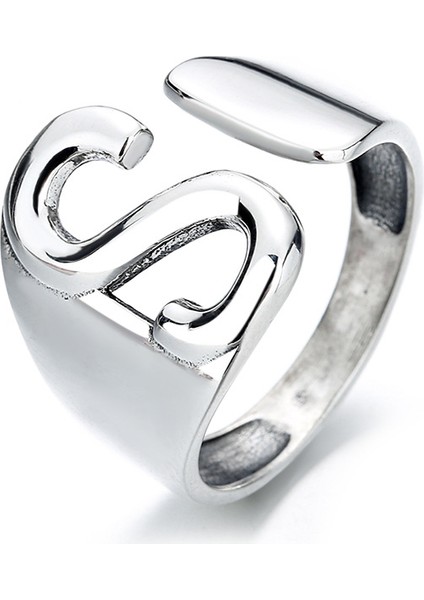 S925 Ayar Gümüş Yüzük, Avrupa ve Amerika Birleşik Devletleri Stili S Harfi Açık Yüzük (Yurt Dışından)