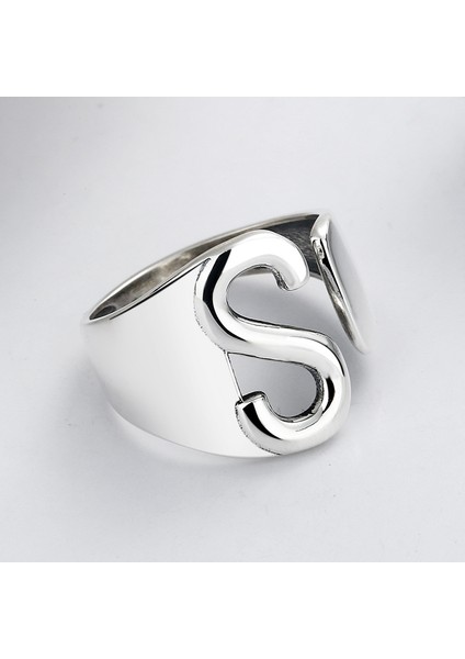 S925 Ayar Gümüş Yüzük, Avrupa ve Amerika Birleşik Devletleri Stili S Harfi Açık Yüzük (Yurt Dışından) modelleri