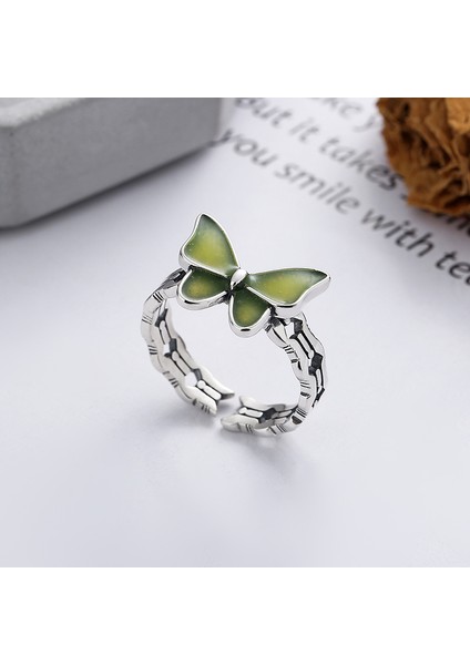 S925 Ayar Gümüş Renk Değiştiren Küçük Kelebek Ajur Tasarımlı Açık Uçlu Yüzük (Yurt Dışından) fiyatları