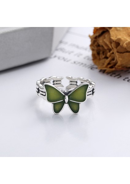 S925 Ayar Gümüş Renk Değiştiren Küçük Kelebek Ajur Tasarımlı Açık Uçlu Yüzük (Yurt Dışından) modelleri