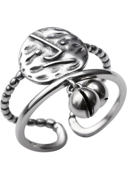 S925 Gümüş Çift Katlı Çan Yüzük, Açık Tasarım (Yurt Dışından)