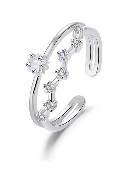 S925 Gümüş Zirkon Moda Basit Yüzük (Yurt Dışından)