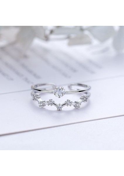 S925 Gümüş Zirkon Moda Basit Yüzük (Yurt Dışından) modelleri