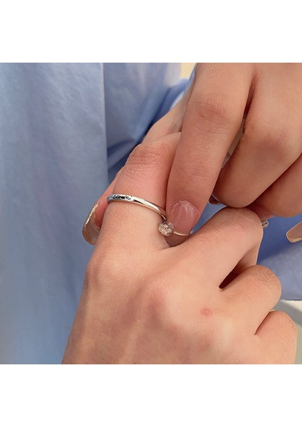 S925 Ayar Gümüş Lucky Harfli Yüzük, Basit Açık Işaret Parmağı Yüzüğü (Yurt Dışından) modelleri