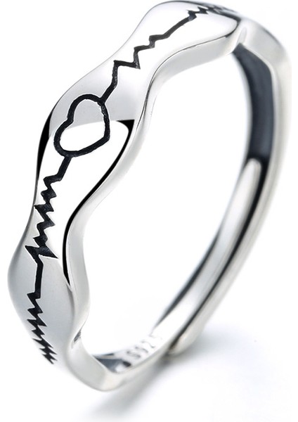 S925 Ayar Gümüş Ekg Yüzük, Yaratıcı Moda Açık Yüzük (Yurt Dışından)