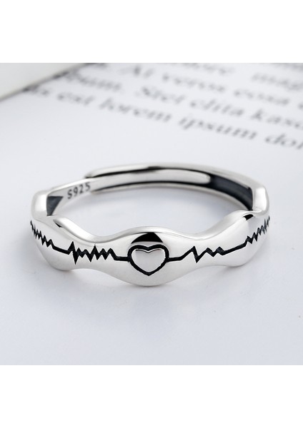 S925 Ayar Gümüş Ekg Yüzük, Yaratıcı Moda Açık Yüzük (Yurt Dışından) modelleri